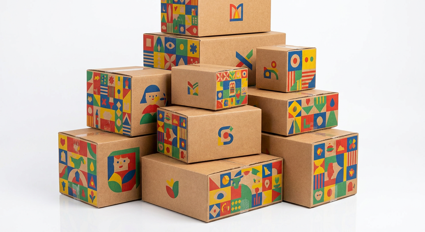 Custom printed corrugated boxes with colourful branding